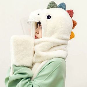 Fluffy Animal Themed Plush Handwarmer Scarf Hat Combo | Fleece Mittens D…
